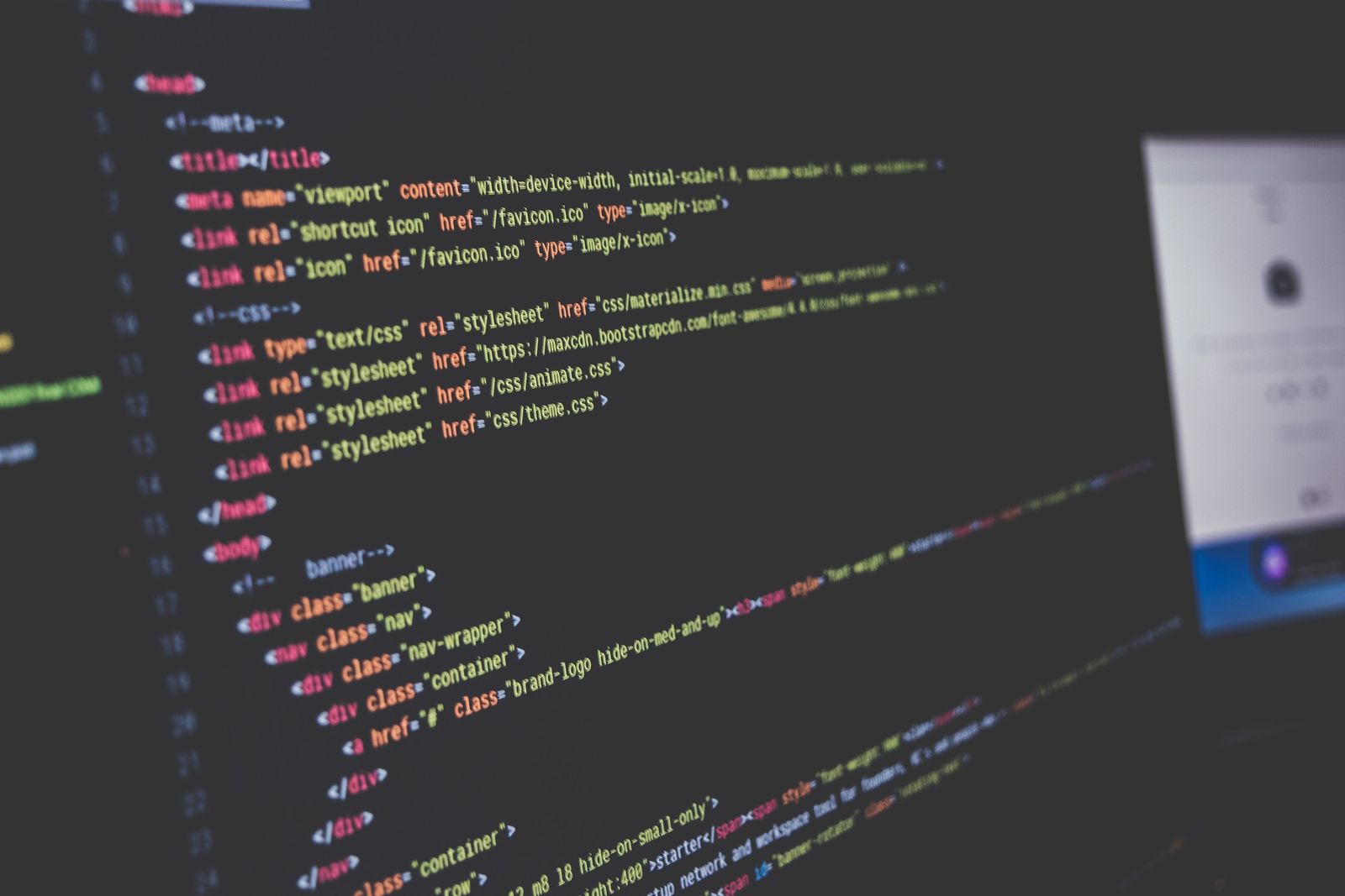 Lines of code on a dark computer screen