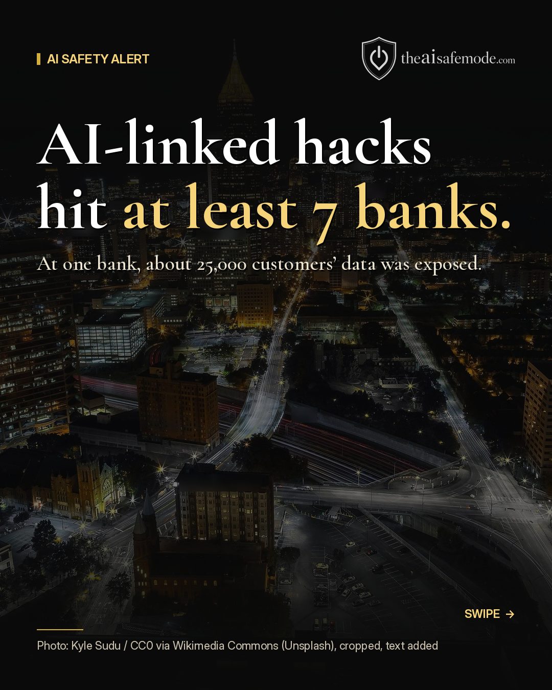 News graphic: AI-linked hacks hit at least 7 banks